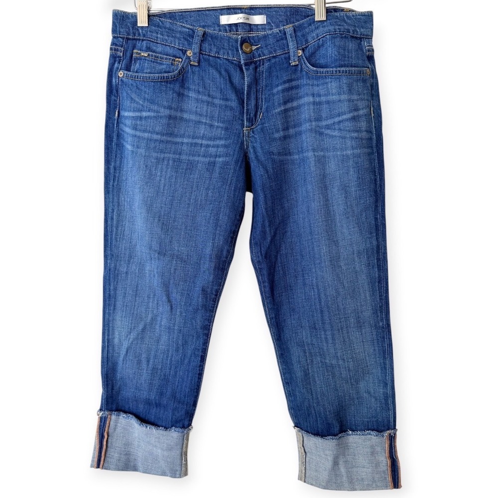 Joe's Jeans Wide Raw Hem Kicker Cropped Blue Denim Jeans Size 31